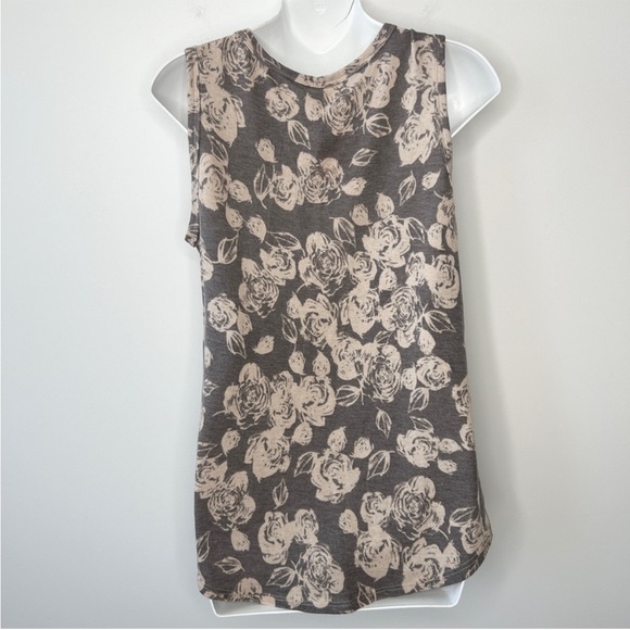 7TH RAY Mocha Brown Floral Knotted Tank Top Size Small Sequins - Picture 4 of 6